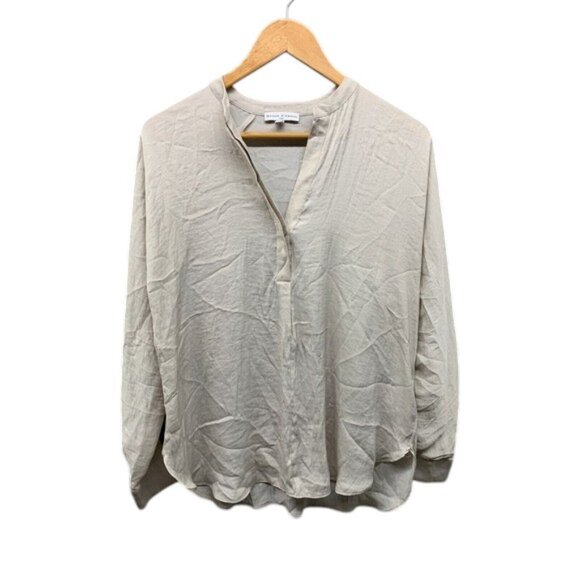 Maison d’Amélie Tops - Maison‎ d’Amélie Women’s S Beige V-Neck Lightweight Long Sleeve Blouse Top